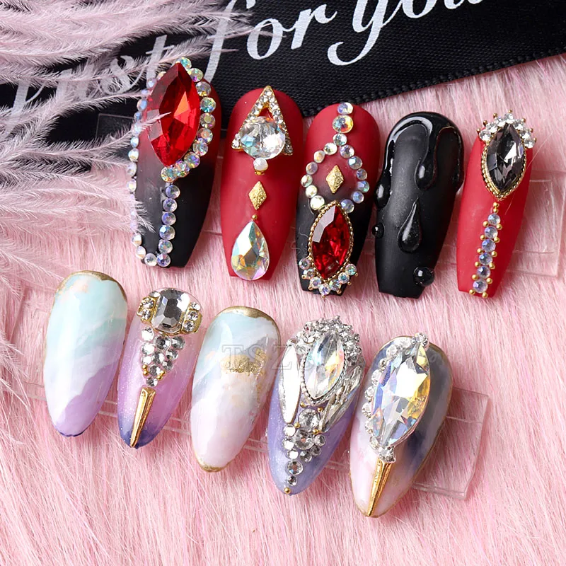 

TSZS 10Pcs/Lot 3D Nail Art Glass Rhinestone Diamond Alloy Nail Charms Luxury Gems Nail Tips Decoration Accessories For DIY