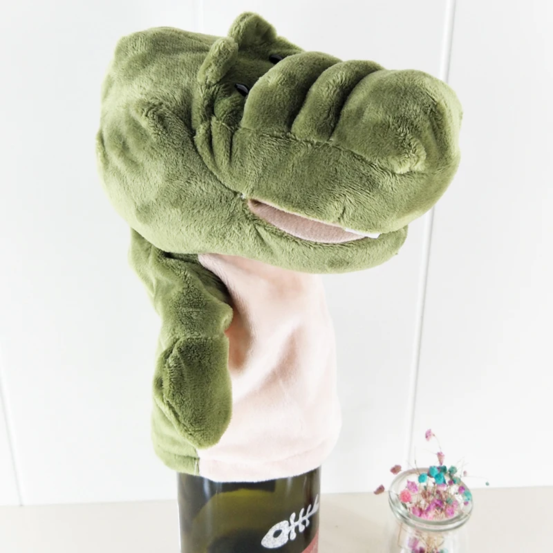 Weiches gefülltes Geschenk, grünes Krokodil, großer Mund, Handpuppe, Plüschtier
