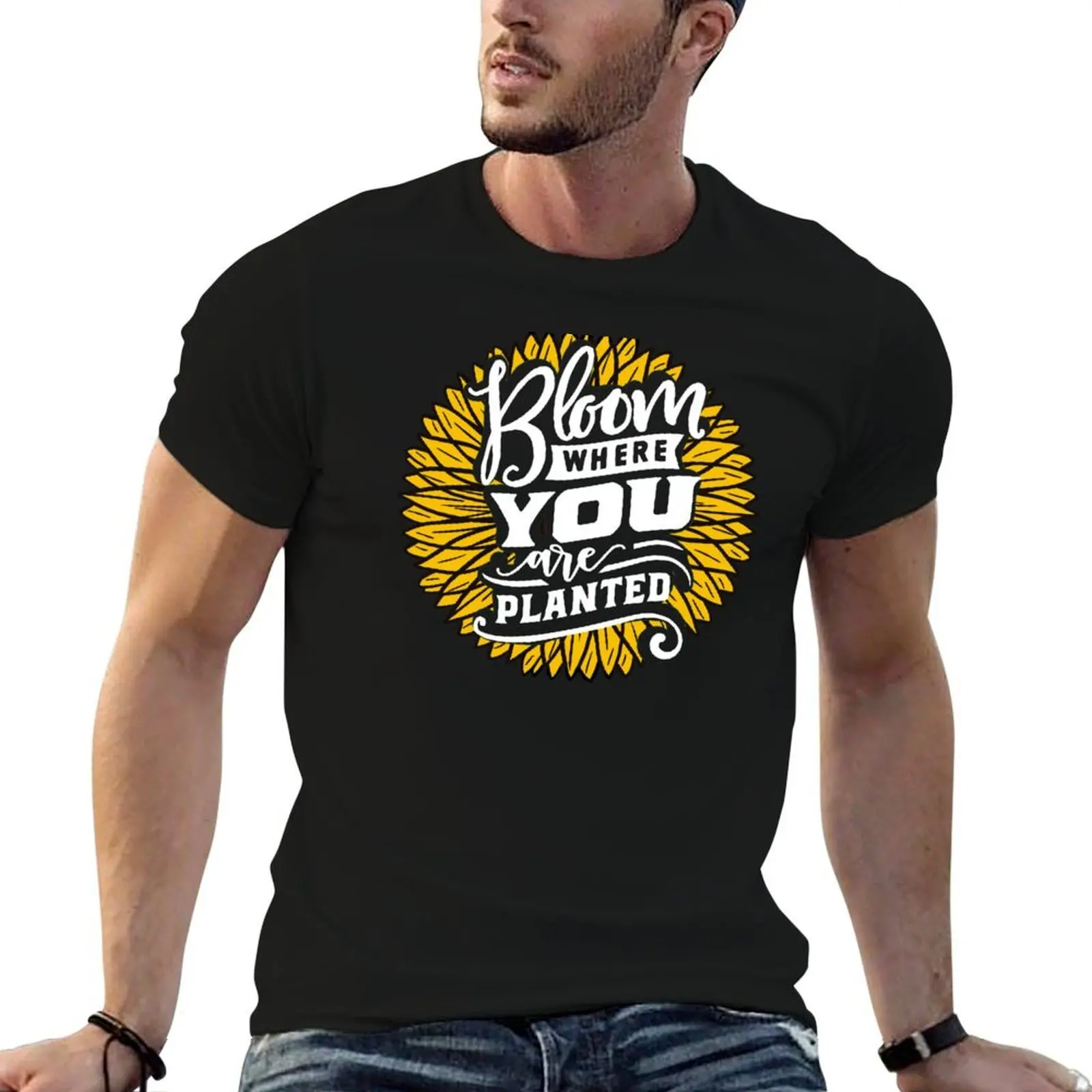 Bloom where you are planted | Sunflower | NextRetroStop T-Shirt cotton t shirt man t shirt man casual T-Shirt