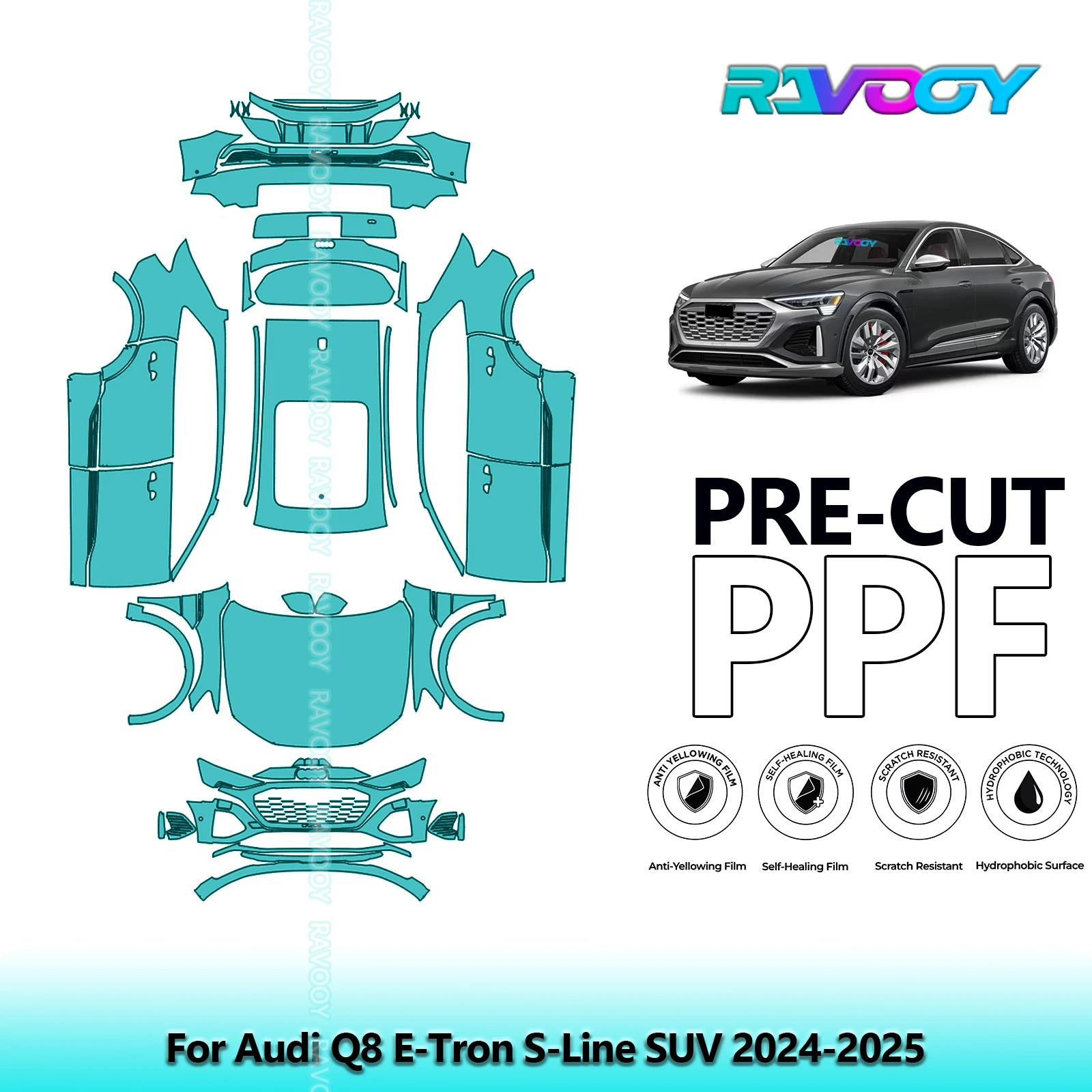 

Full Vehicle Clear Bra Precut PPF Paint Protection Film For Audi Q8 E-Tron S-Line SUV 2024-2025