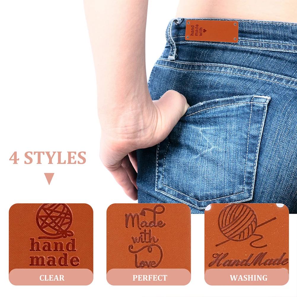 

100Pcs Cowhide Label for Apparel Craft Smooth Reusable Tags Patchwork Wallet Knitting Sewing DIY Bag Shoe Hat Decoration