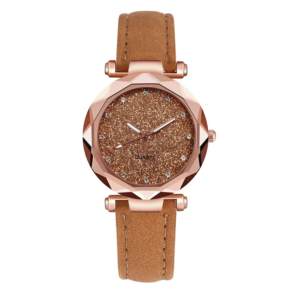 Ladies Rose Gold Quartz watch Female Belt Watch Fashion Korean Rhinestone Ladies Business Watches Rose Gold Watch Women