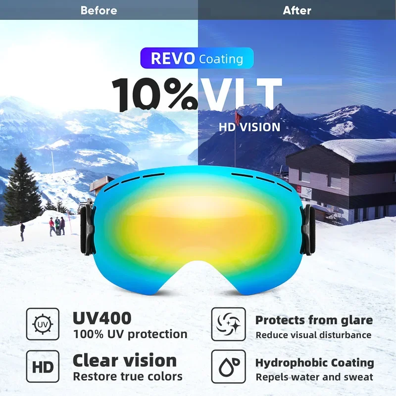 Skibril Batfox Dubbele Lagen Lens Anti-Mist Uv40 Snowboard Sneeuwbril Mannen Vrouwen Winddicht Sneeuwscooter Brillen Otg Ontwerp