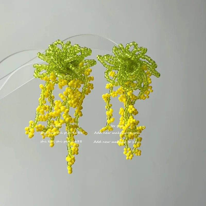 Rapsgelbe Blumen-Meer-Ohrringe