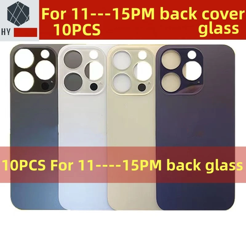 10Pcs large hole Back Glass For iPhone 11 12 Mini 13 14 15 Plus Pro Max Rear Battery Cover Replacement