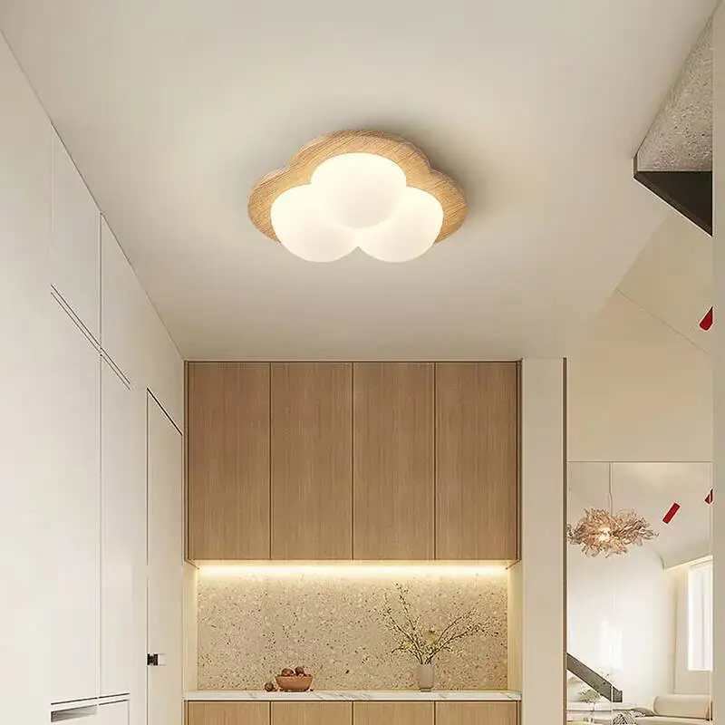 

Bubble Walnut Solid Wood Color Led Ceiling Lamp Aisle Light For Bedroom Hallway Entryway Room Decor Indoor Lighting Fixtures