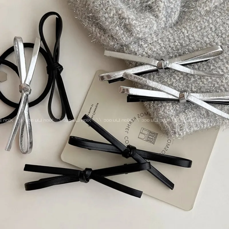 Pince à cheveux nœud papillon en PU coréen, pince à bec de canard, épingle à cheveux élégante, vêtements de sauna, accessoire de coiffure