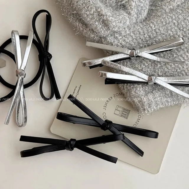 Koreańska spinka do włosów z kokardką PU Bowknot Duckbill Clamp Spinka do włosów Elegancka opaska do włosów Nakrycie głowy Antypoślizgowe akcesoria do stylizacji włosów