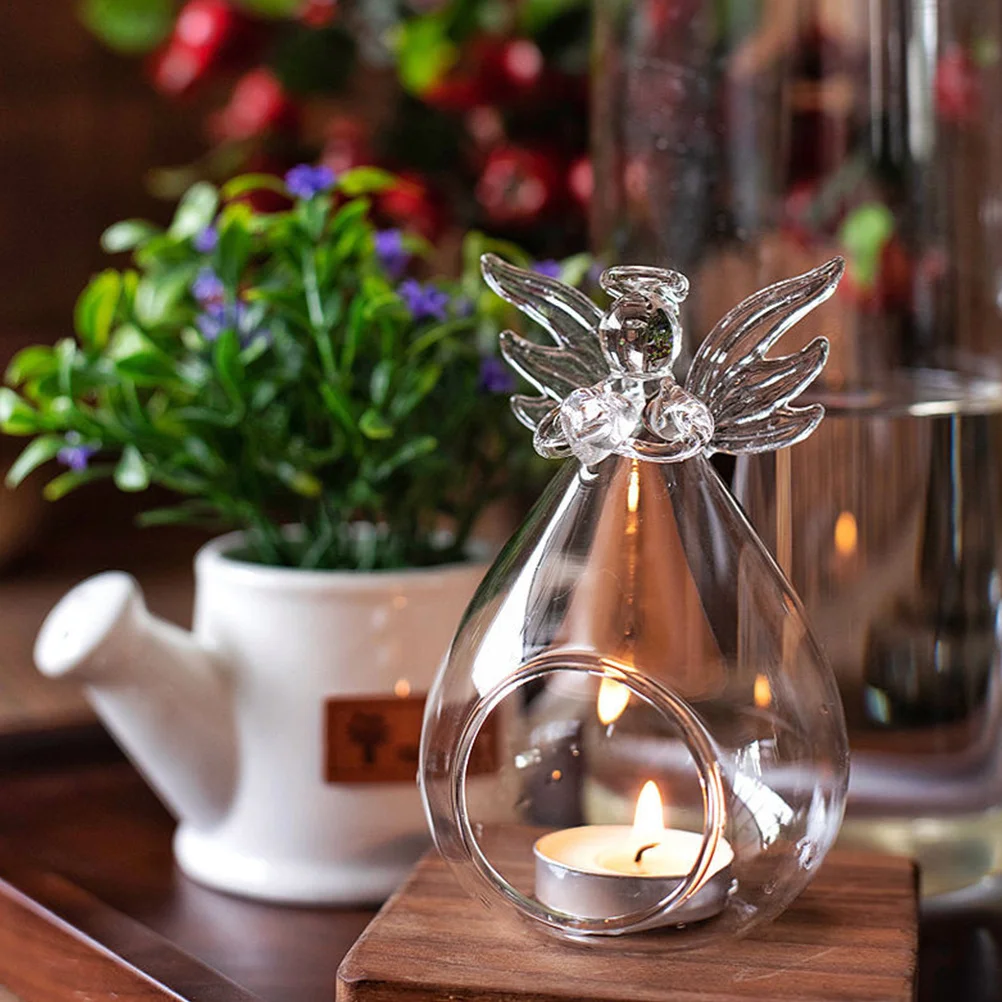 

Windproof Heatproof Glass Tealight Holder Stylish Angle Holder for Wedding Party Home Decoration Centerpiece