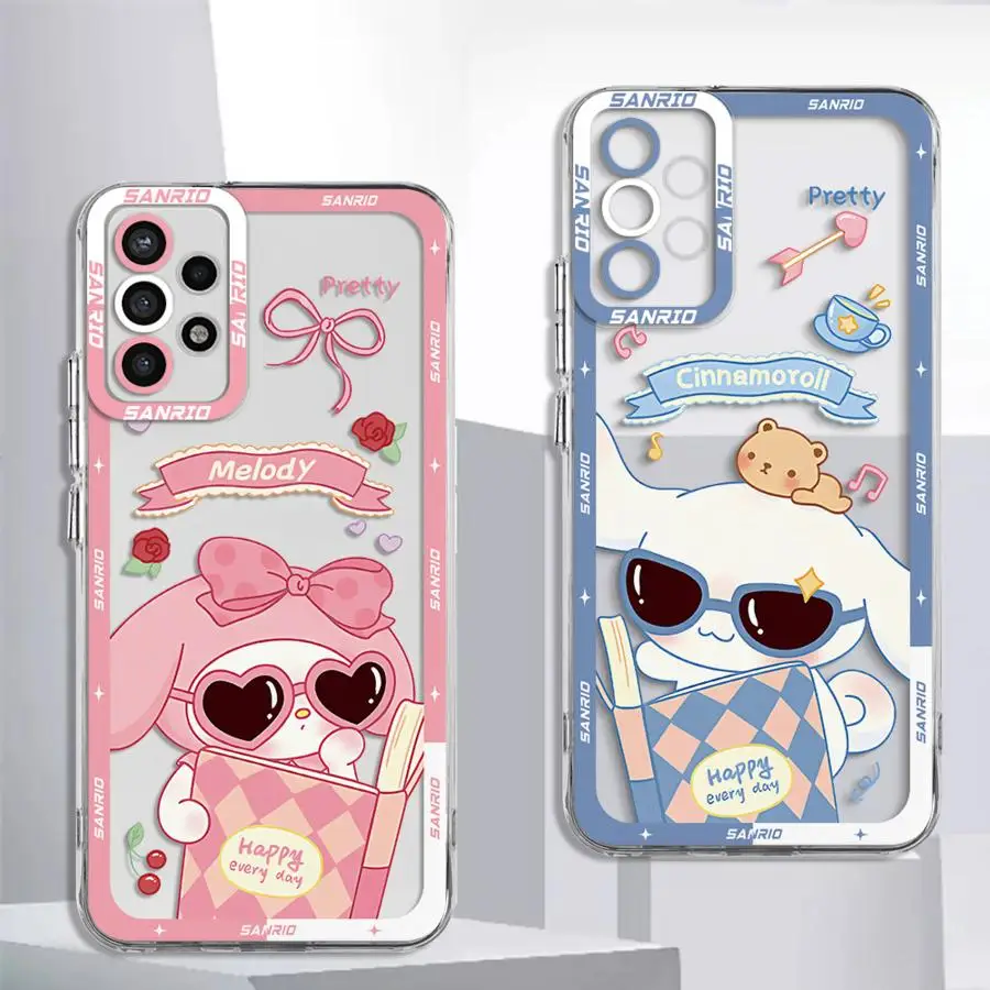 Sanrio Melody Cinnamoroll Cute Cover Case for Samsung Galaxy A35 A55A53 A54 A73 A34 A33 A25 A24 A13 A14 A15 Clear Soft Shell