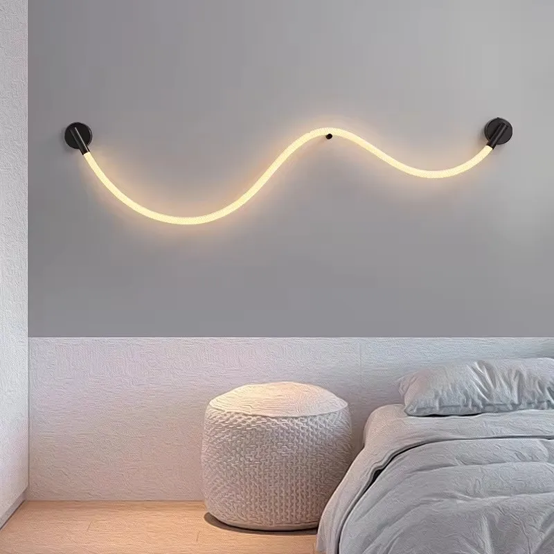 Modern Silicone Linear Wall Light Luxury Living Room Flexible Art Line LED Wall Lamp Sofa Background Bedside Home Decor Lighting