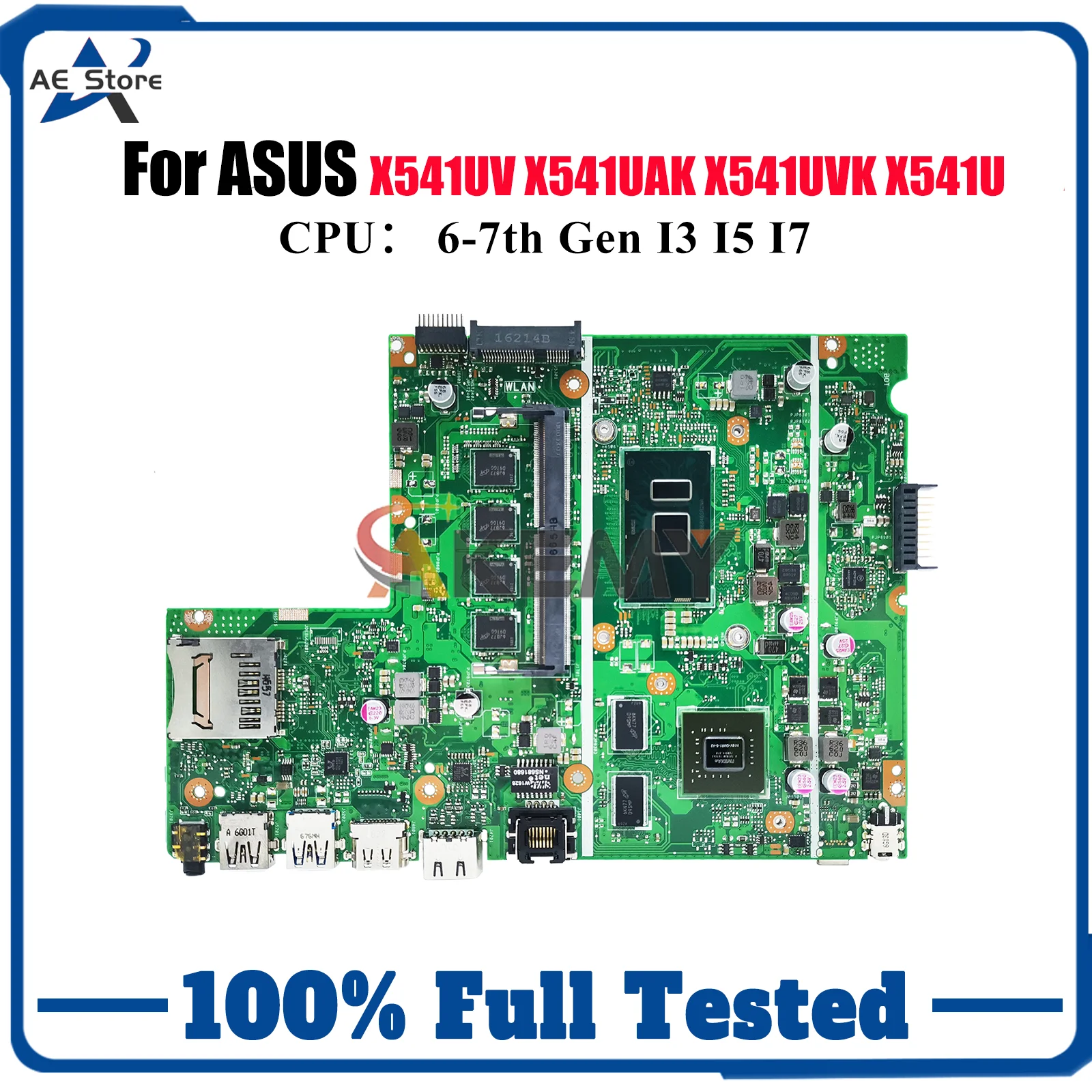 

X541UV Материнская плата для ноутбука ASUS VivoBook X541UVK R541U X541UV A541U X541UJ F541U A541U X541UAK X541U Материнская плата I3 I5 I7 CPU