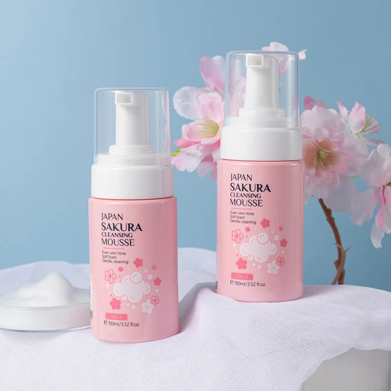 LAIKOU Japan Sakura Cleansing Mousse 100ml Soft Foam Gentle Cleaning Even Skin Tone Face Cleanser