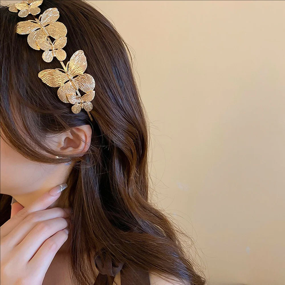 Borboleta metal hairband moda simples alta bandana pressão faixa de cabelo high-end personalizado novo acessório de cabelo