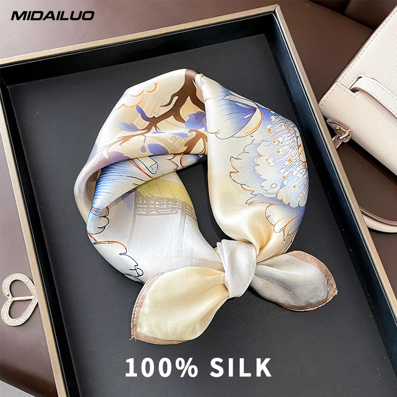 

100% Mulberry Silk Square Scarf 20.87x20.87 Inch Breathable Decorative Headscarf Elegant Accessory Non-Stretch for Outdoor Use