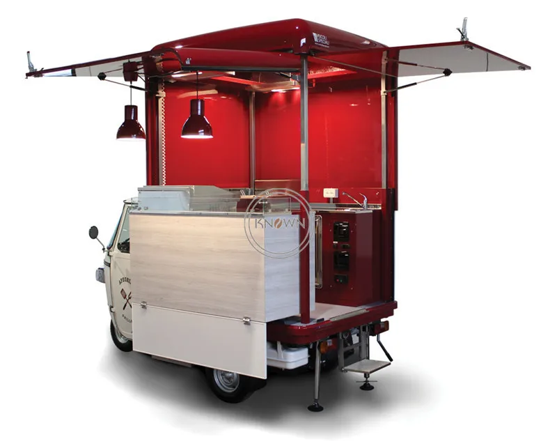 OEM Electric Gasoline Tuk Tuk Piaggio Ape Car Restaurant Food Car Candy Juice Cart Mobile Mini Food Truck