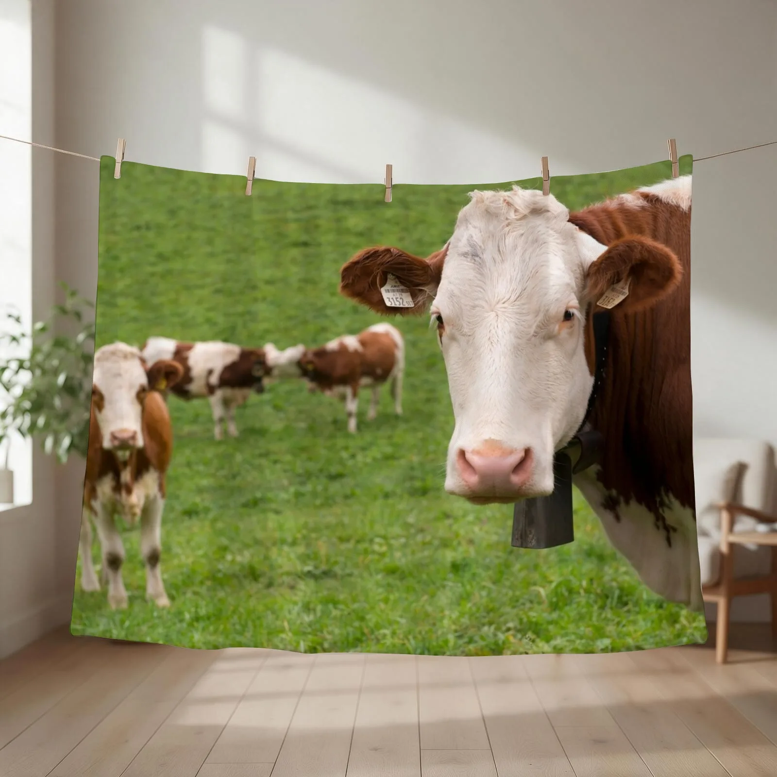 Grazing cows Throw Blanket Loose Beach Winter beds Decorative Beds Blankets