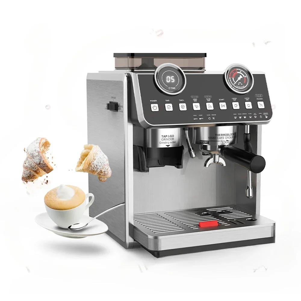 2024 Electric Espresso Machine 20 Bar Multi-functional Double Boiler Concentrated Bean Grinding Pressure Hotel Coffee