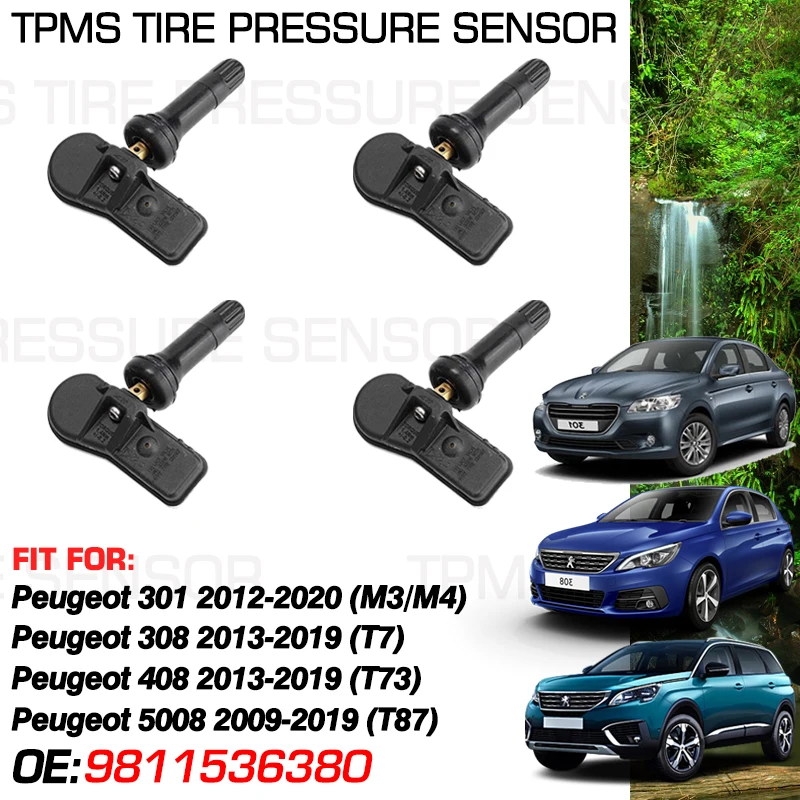 

433 MHz For Peugeot 5008 T87 2009-2019 Peugeot 301 2012-2020 Peugeot 308 Peugeot 408 2013-2019 Tire Pressure Monitor 9811536380