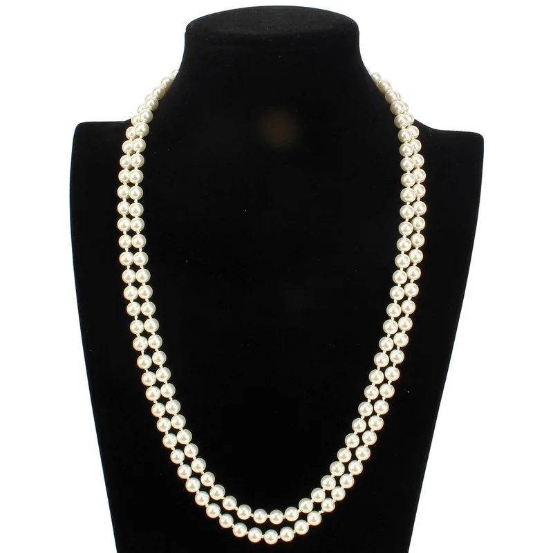 

Super Long 30 Inch Hand Made Shell Pearl Nelace UNISEX Lobster Clasp