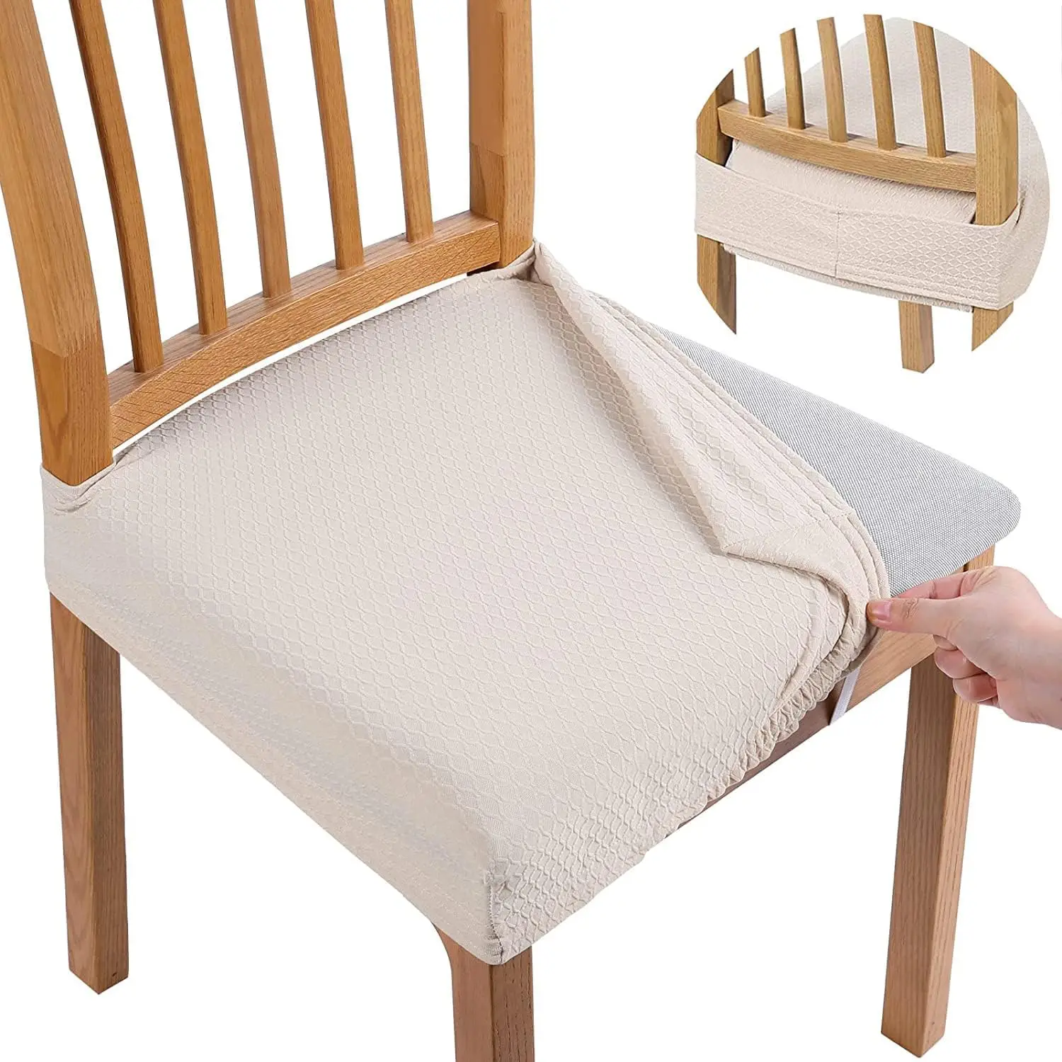 

Dining Chair Cover White For Dining Room Stretch Seat Chair Cover Set Of 4 Kitchen Removable Washable For Hotel,Restaurant