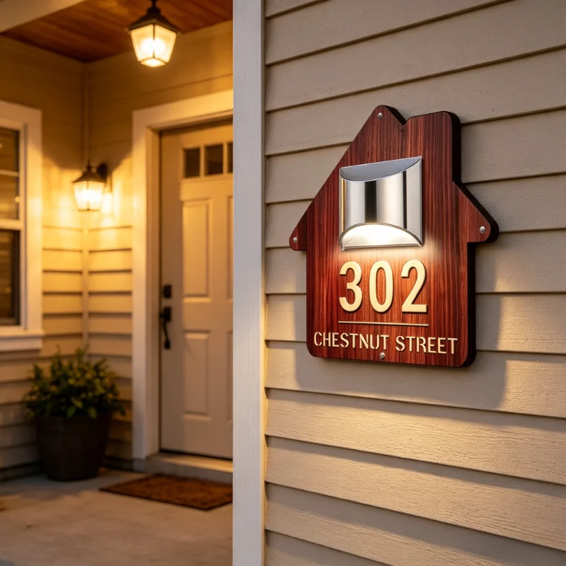 Personalized Solar Light Woode - Address Home Office review and price