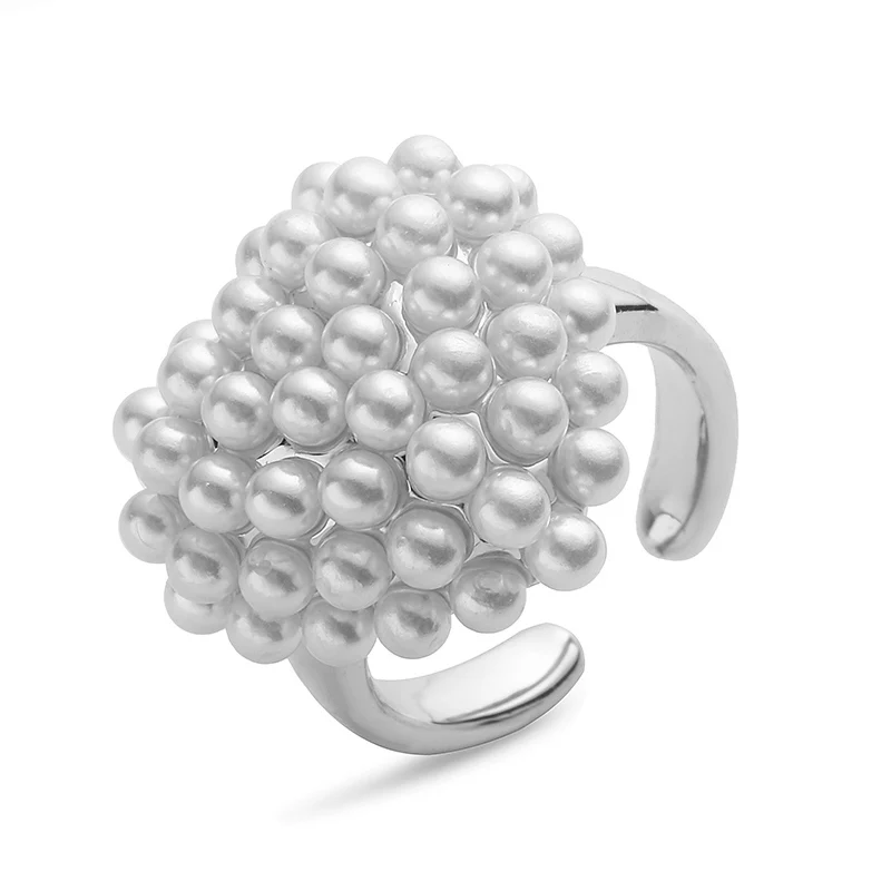 HECHENG,Large faux pearl ring, Star Heart Round Shape Ring for Women Elegant temperament fashion finger ring