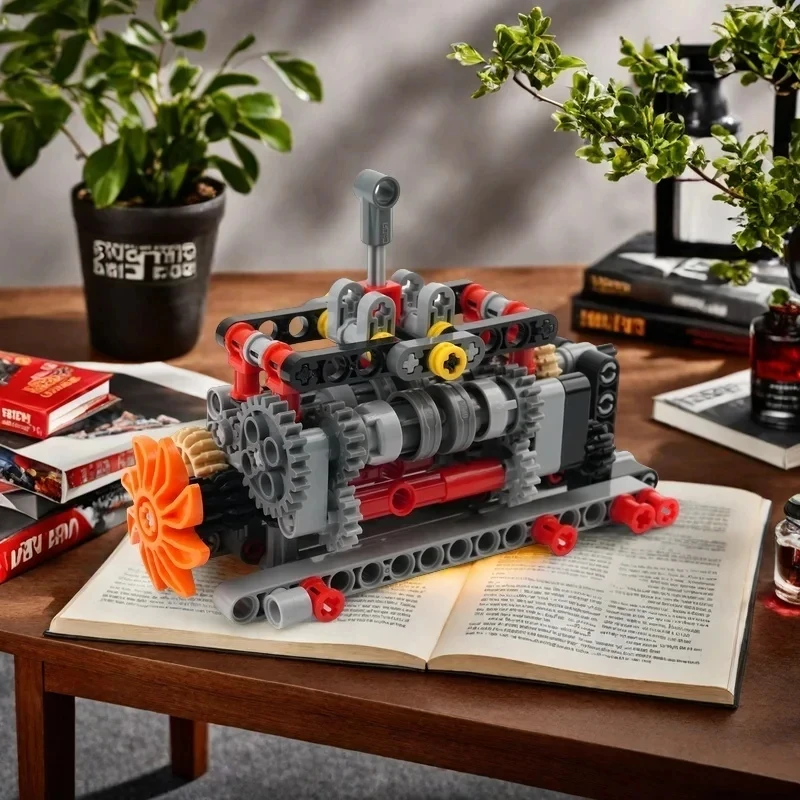 MOC 6 Speed Gearbox Engine Manual Transmission Model APP Control M Motor AA Battery Box 8883 8881 Building Block Power Functions