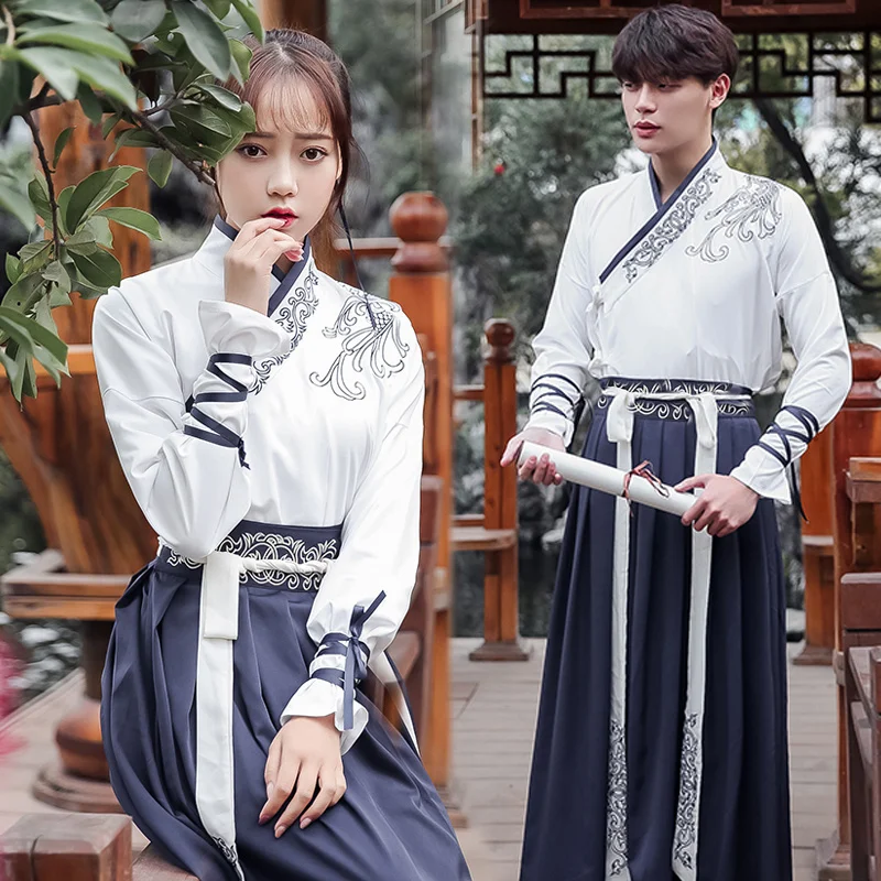 Unisex Chinese Folk Dance Kostuum Elegante Hanfu Voor Vrouwen Mannen Klassiek Kostuum Traditionele Oude Chinese Kleding