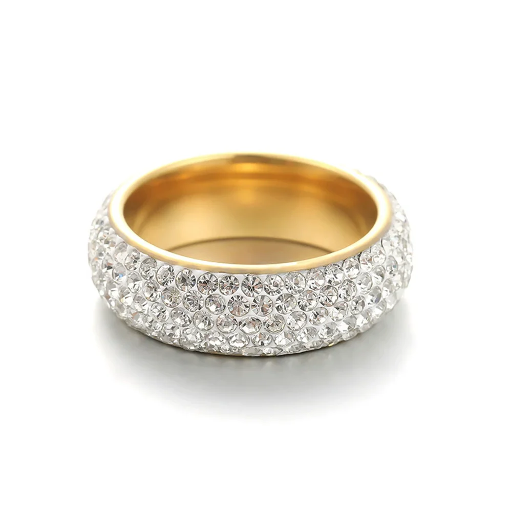 Punk Iced Out Bling Arc Kreis CZ Ring Gold Silber Farbe Edelstahl, Verlobung, Hochzeit Ringe Für Frauen Männer Schmuck Geschenk
