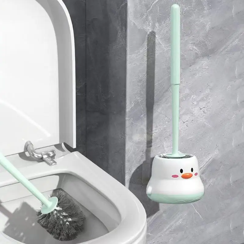 Bathroom Toilet Brush Toilet Scrubber with Holder Non-Punch Compact Ergonomic Stain Remover Dead Corner Cleaner Without Drilling