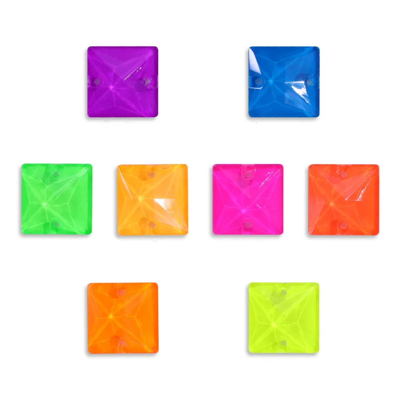 

2 Sizes Square Sew On Rhinestones Glitter Glass Neon Sewing Crystal Strass for DIY Clothes Skirts Decoration стразы