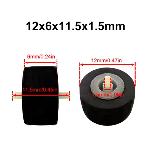 12x6x11.5x1.5mm Rubber Pinch Roller Belt Pulley With Shaft For Cassette Tape Drives Walkman Player Audio Deck Tape Recorder