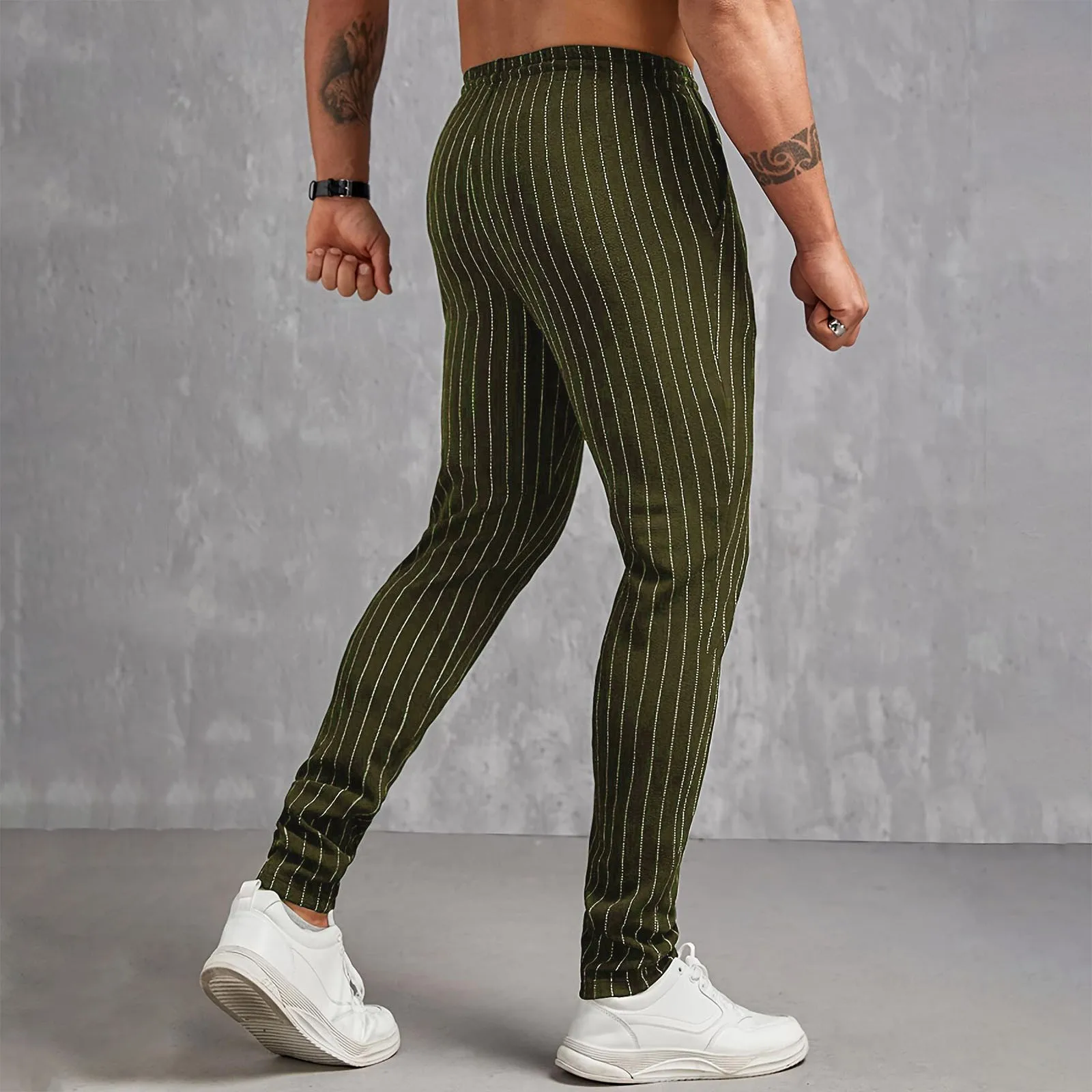 Pantalones Hombre Männer Gestreiften Atmungsaktive Harem Hosen Business Casual Trend Kordelzug Taille Komfortable Bleistift Jogginghose