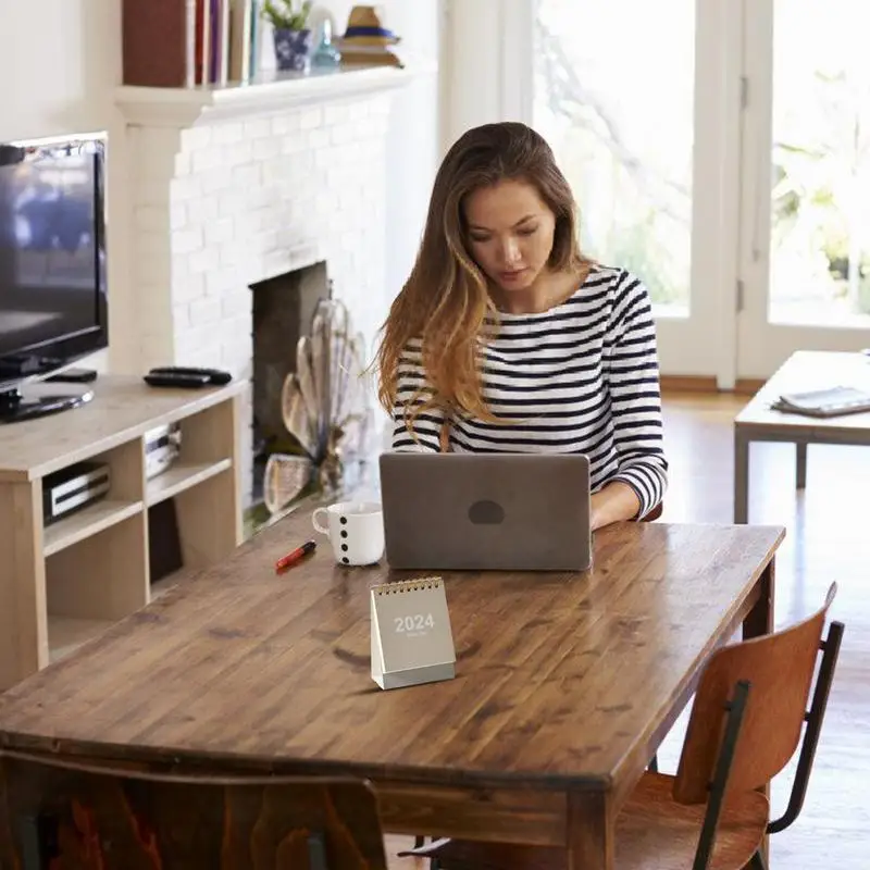 Портативный настольный календарь, учебный год, ежемесячный календарь, маленький настольный календарь, календарь с двойным проводом, крошечный календарь для