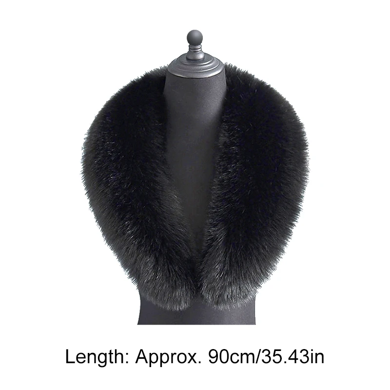 Faux Fur Collar Solid Color Plush Shawl Women Winter Detachable Neck Warmer Wrap Scarves Female Thick Warm Plush Collar Scarf