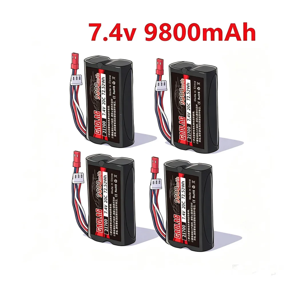 7.4V lithium battery 21700 rechargeable battery For RC high-speed remote control car Boats parts JST plug
