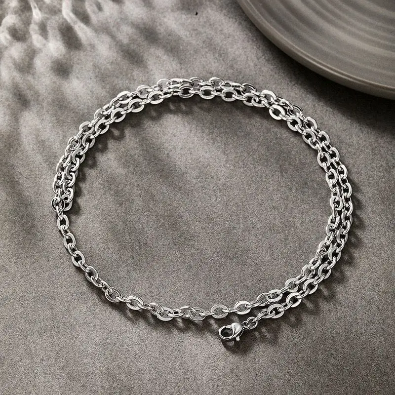 XP Jewelry -- 50 CM x 4.4 mm Gold Plated 18 k / White O Chain Necklaces for Women Men Fashion Jewelry Wholesale