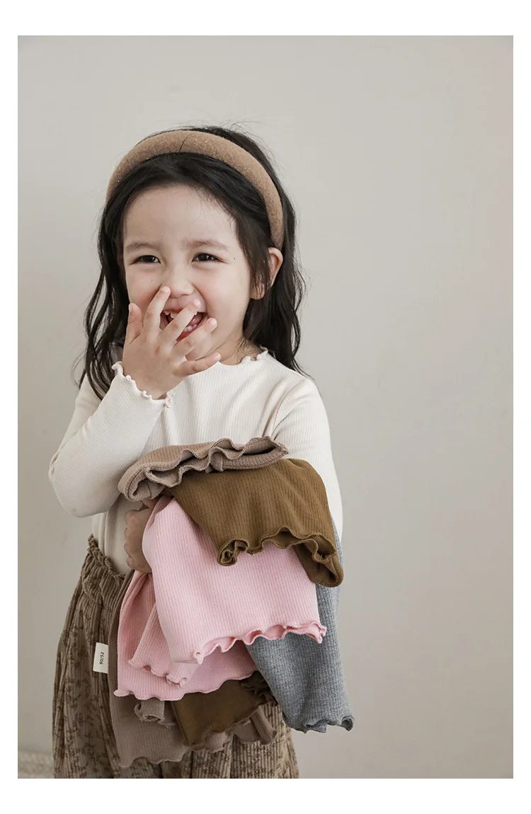 Schickes Rüschen-Spitzen-Rollkragen-Oberteil für Kleinkind-Mädchen, Weiche Stretch-Bluse aus Kunstwolle mit Langen Ärmeln, Lässiges Alltagsshirt für Kinder – Detail 10