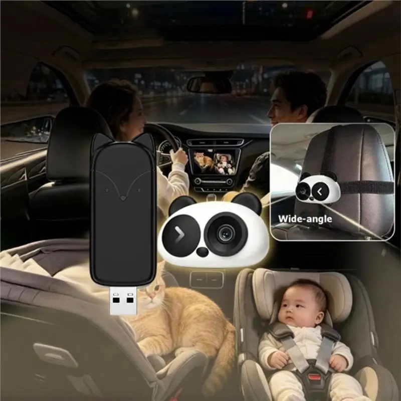 ABDJ-Wireless Baby Monitor For Car With Stand 5Ghz Wifi Super Wide Angle Carplay& Android Auto Smart Voice Control