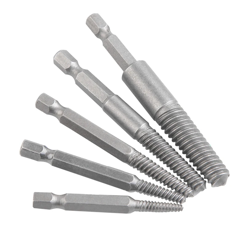 

5Pcs Hex Screw Extractors Tool Broken Damaged Screw Extractor Drill Bit Guide Set Broken Bolt Remover