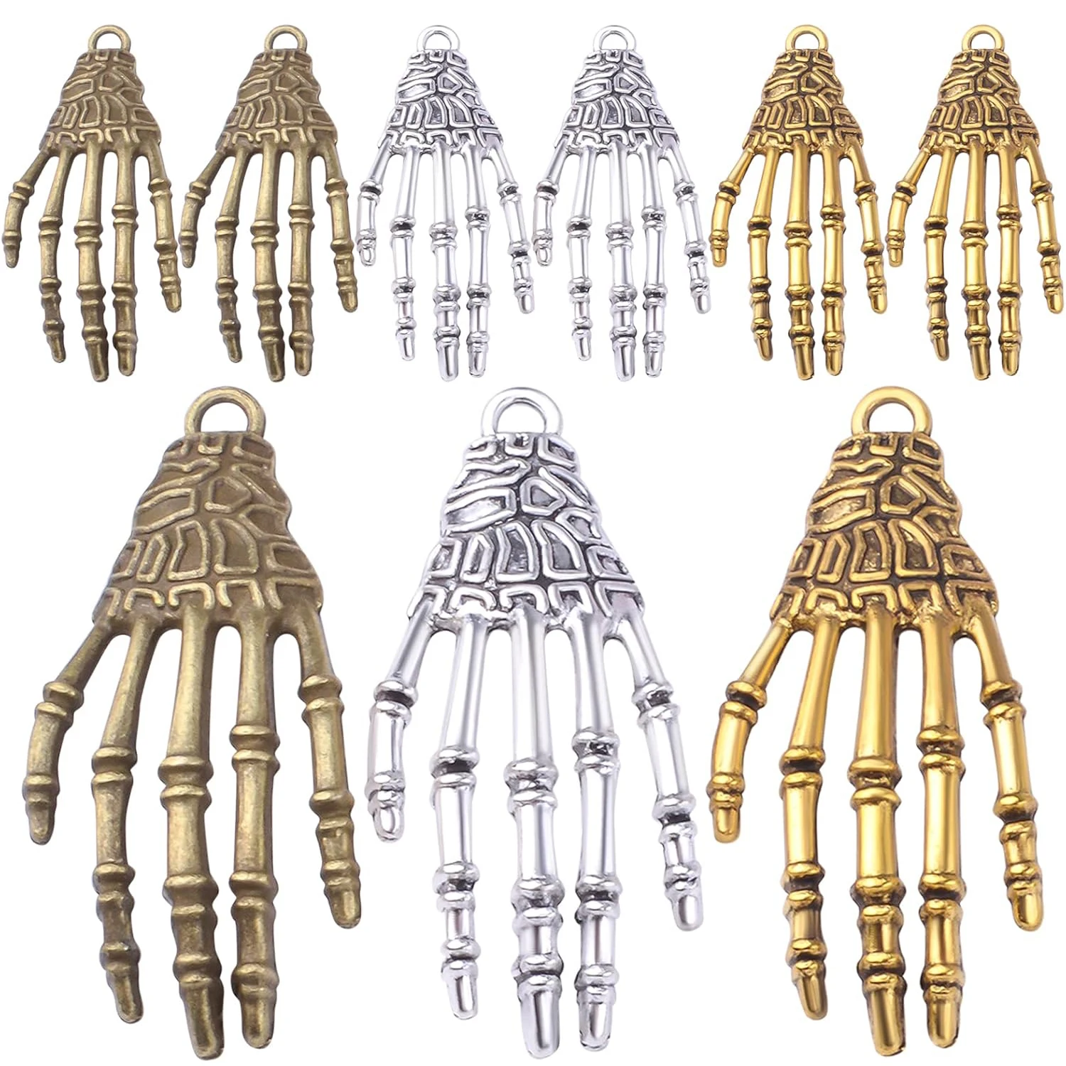 

30pcs Skeleton Skull Hand Charms Tibetan Alloy Hand Claw Pendants Punk Horror Bone Claw for Necklace Bracelet Jewelry Making