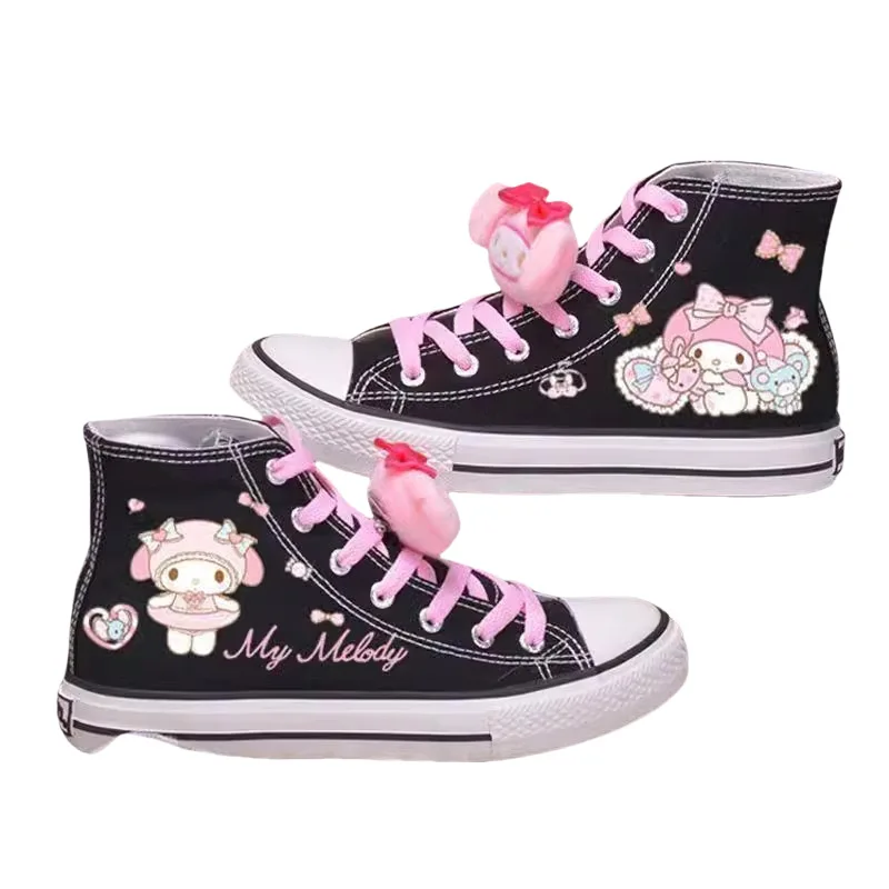 

Cute Cartoon Melody Printed Women Shoes Concise Canvas Shoes Student Japanese Cute Cartoon Kuromi Casual Sneakers Kawaii Shoes