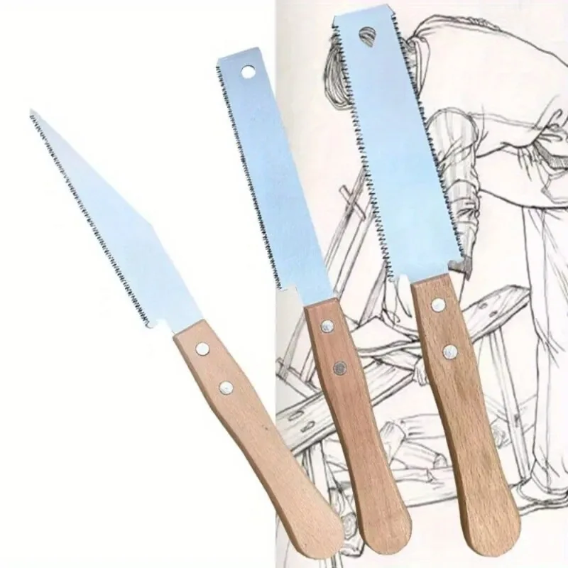 1PC Small Hand Saw Flush Cut Saw Woodworking Hand Saw Wooden Straight Handle Single Edge Pull Saw Trim Tool for Household