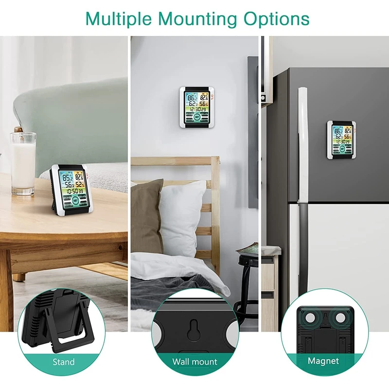 Termómetro interior y exterior, higrómetro Digital inalámbrico, medidor de temperatura con tiempo, Sensor de temperatura y humedad