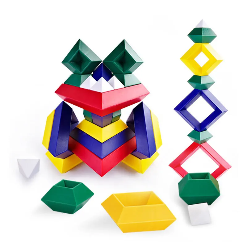 Bloques de apilamiento de diamantes de pirámide colorida para niños, juego de bloques de construcción 3D creativos, juego de apilamiento, juguete Montessori, regalo para niños