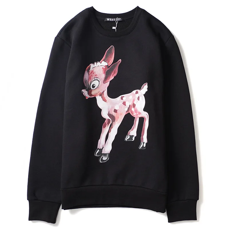 

New Luxury 2022 Deer Back flower garden Pullover Hoodies Hoody hooded Sweatshirts velvet Cotton Standard thicken Street R76