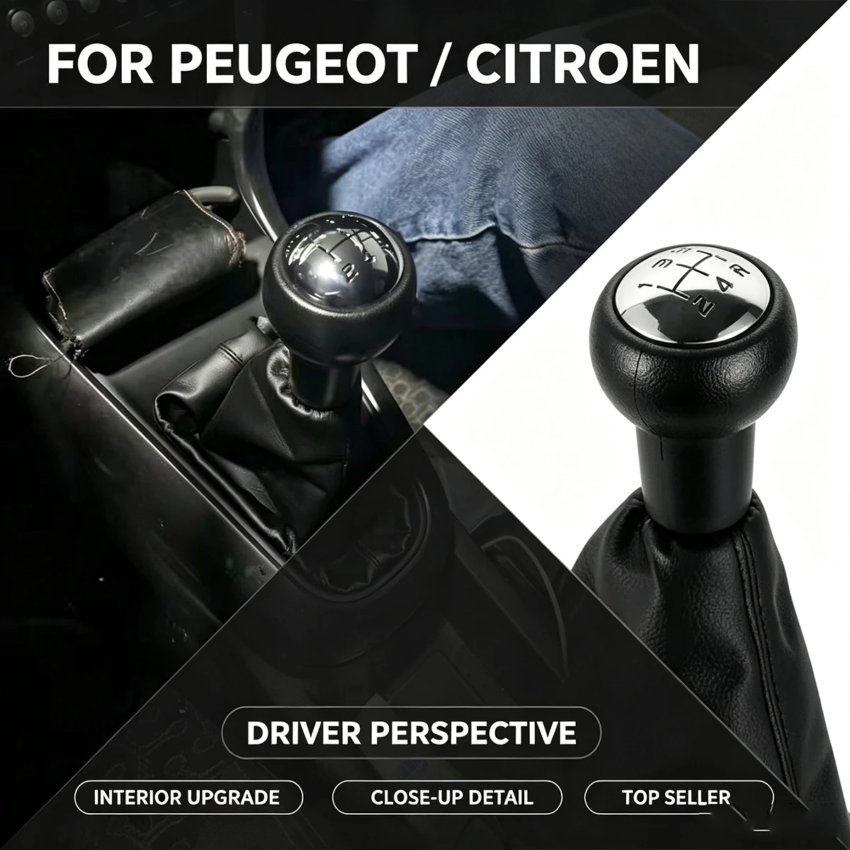 5 Speed Gear Shift Knob Gaiter Boot for Citroen C4 C5 XSARA C3 Peugeot 207 307 406 - Easy Install Manual Shifter Cover