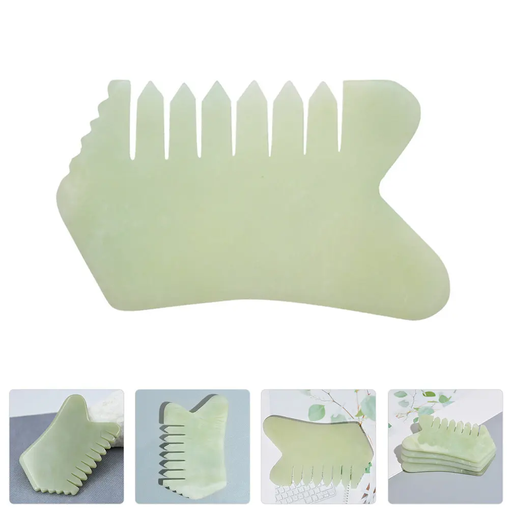 1Pcs Jade Stone Massage Comb Scalp Hair Massager Ergonomic Comfortable Grip Travel Friendly Skin Safe Non Scratch Gua Sha Comb