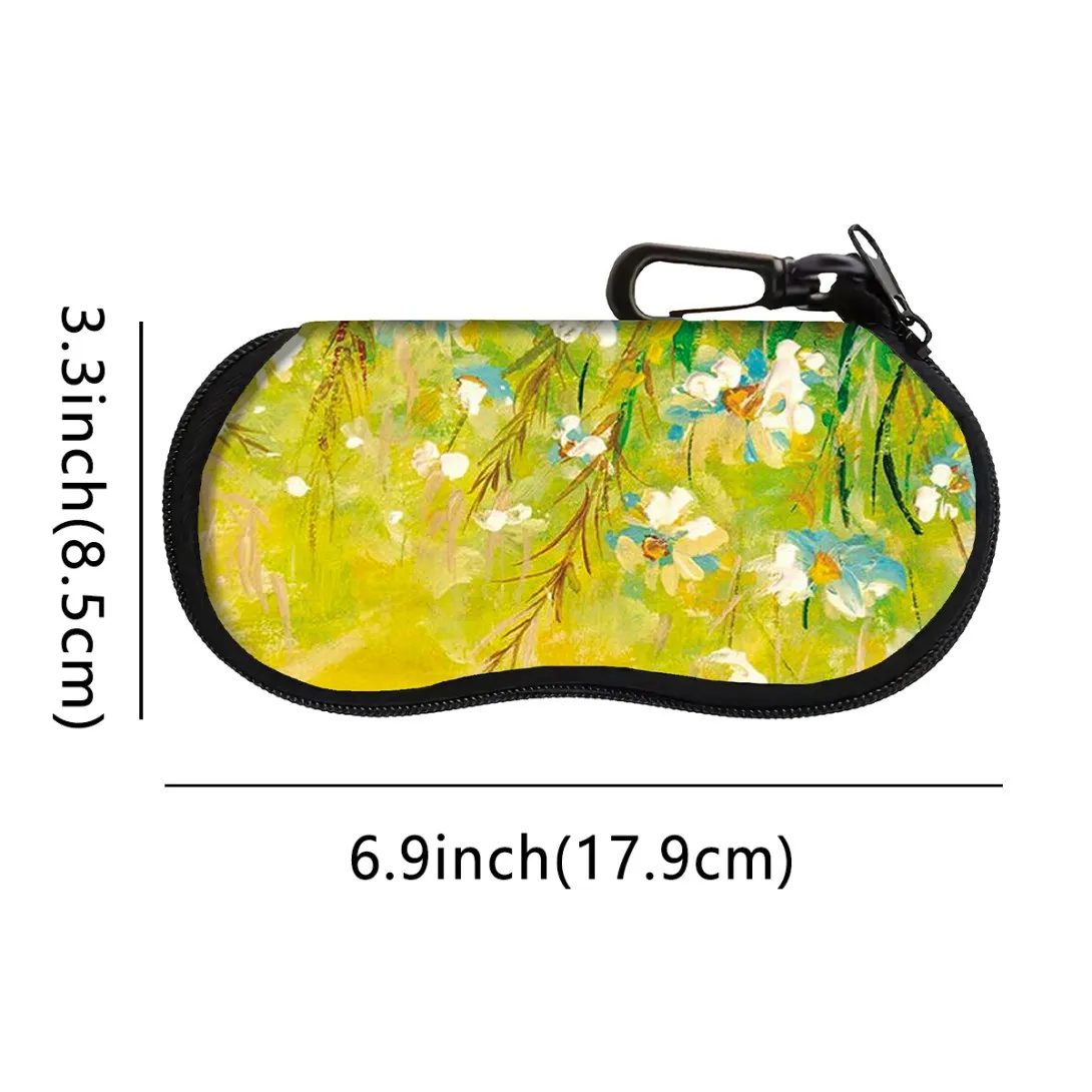 Van Gogh Oil Painting Unisex Eyeglasses Bags with Metal Carabiner Travel Zipper Eyeglasses Bag for Women Men 1PC